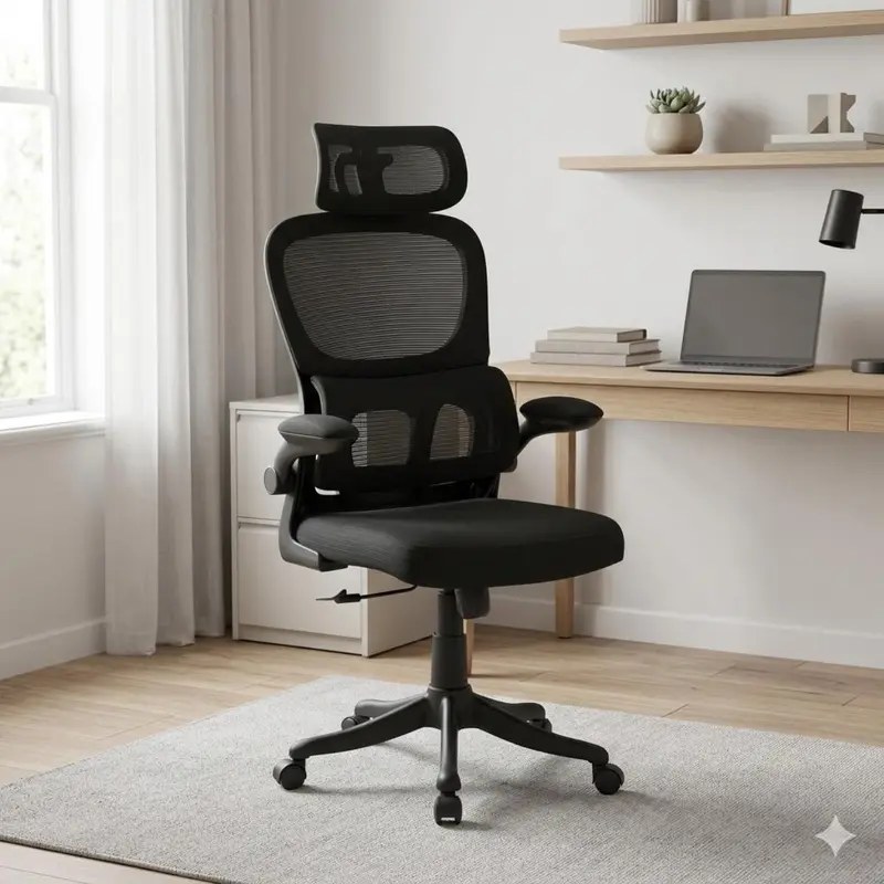 Cadeira de Escritório Presidente Ergonômica com Apoio Lombar