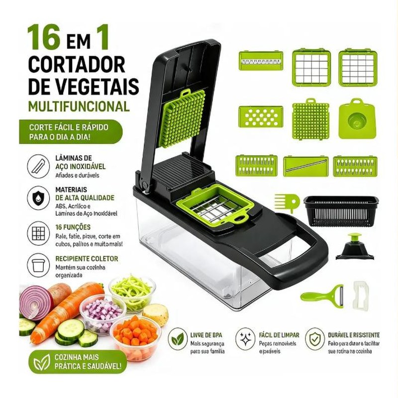 Cortador e Ralador de Legumes 16 em 1